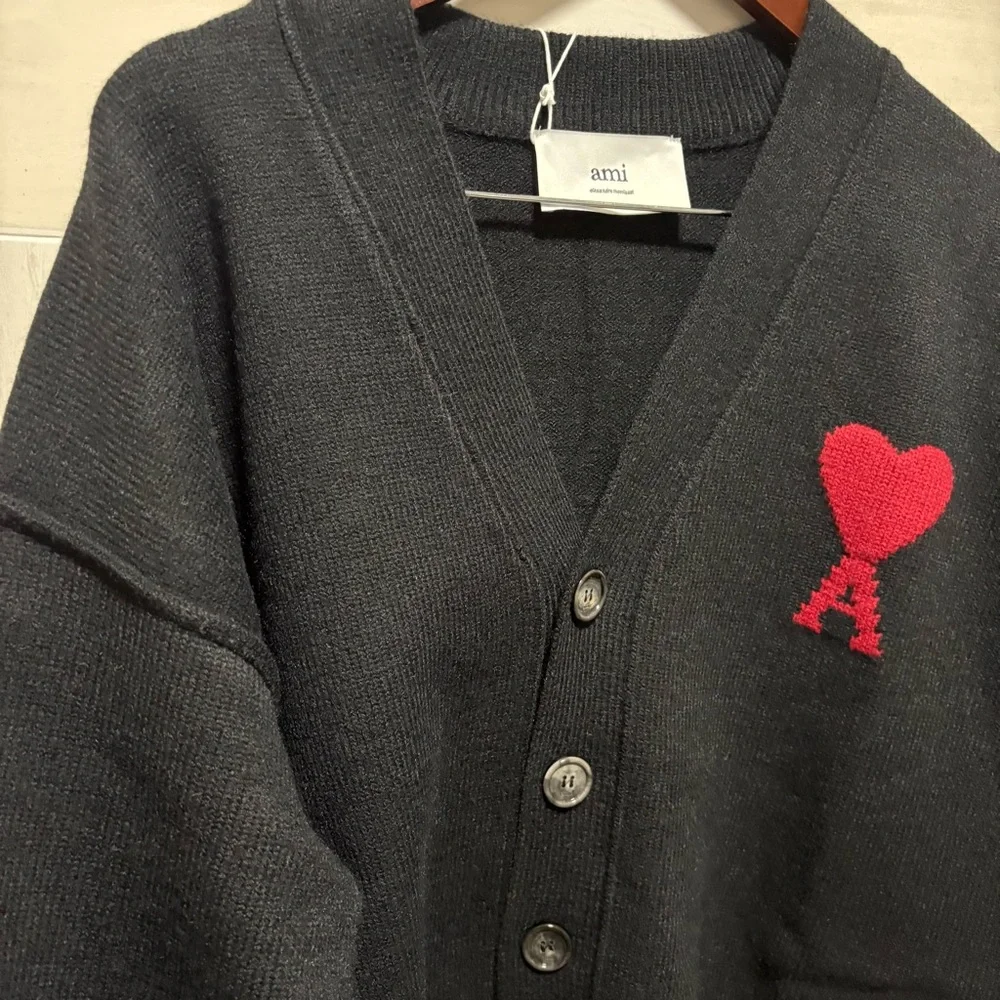 Ami Black Sweater with Red Heart Detail - Picture 4 of 4